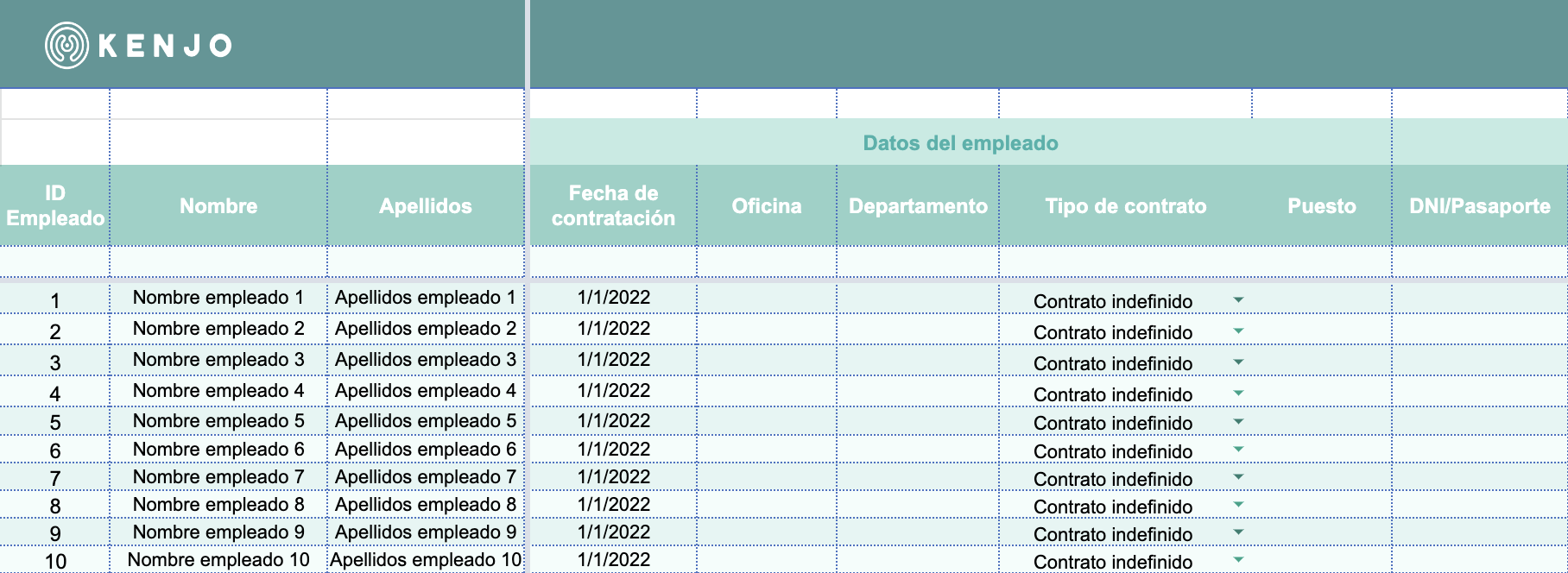 Plantilla Excel De Base De Datos De Empleados Kenjo